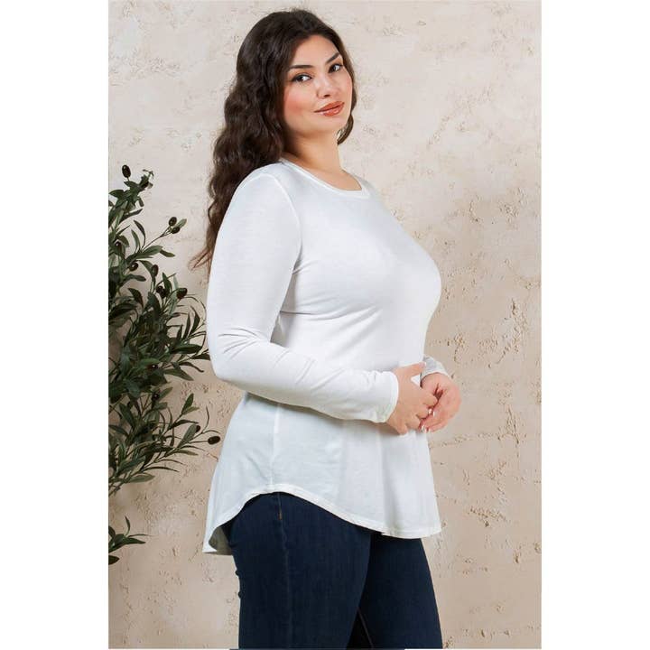 Azules Clothing - Wholesale Tunic - Women's - Plus Size Crew Neck Long Sleeve Top