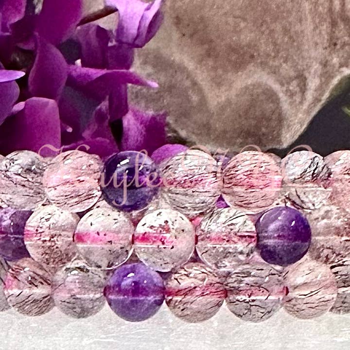 KayleeNYC - Wholesale Beaded Bracelet - Natural Super 7 Melody Rutilated 8mm 7.5” Bracelet