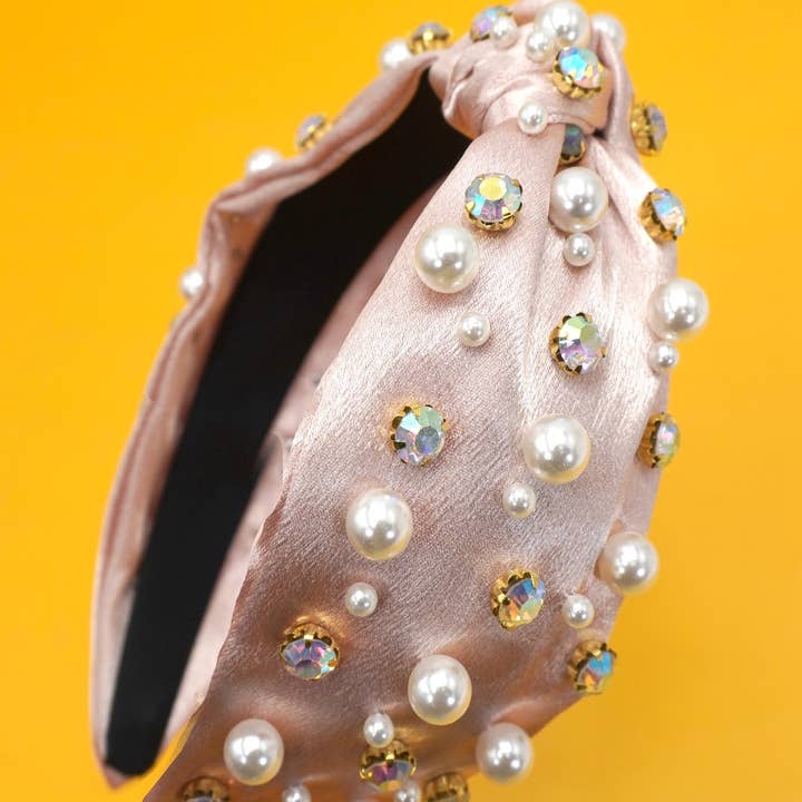 JOSSLYN by wall to wall - Wholesale Fashion Headband - Women's - CHRISTMAS RHINESTONE PEARL BEAD HAIR BAND HEADBAND | 40HB1804