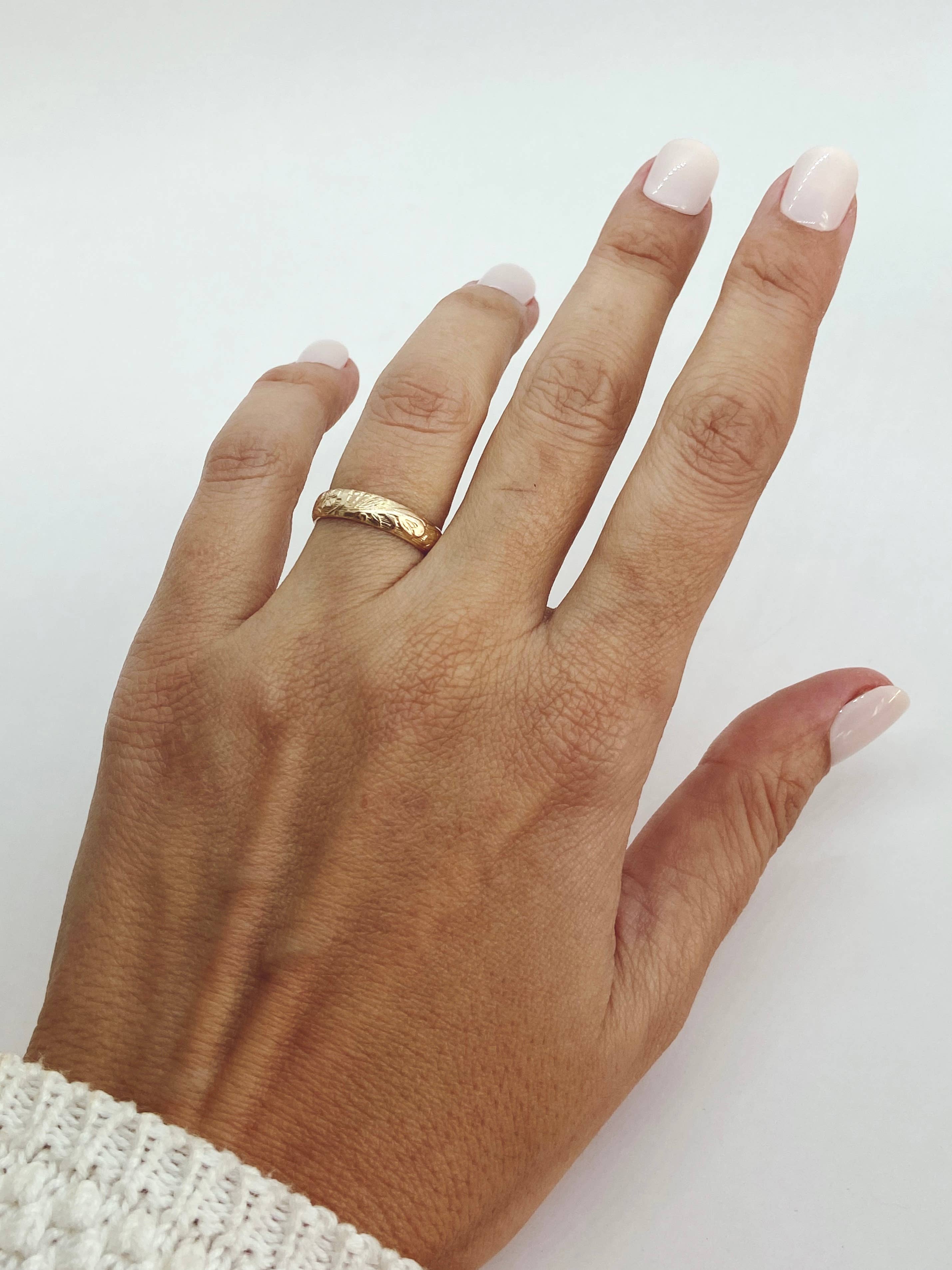 AVA Handmade Jewelry – Anel de banda por atacado – Banda grossa floral vintage; banda grossa floral, banda floral13