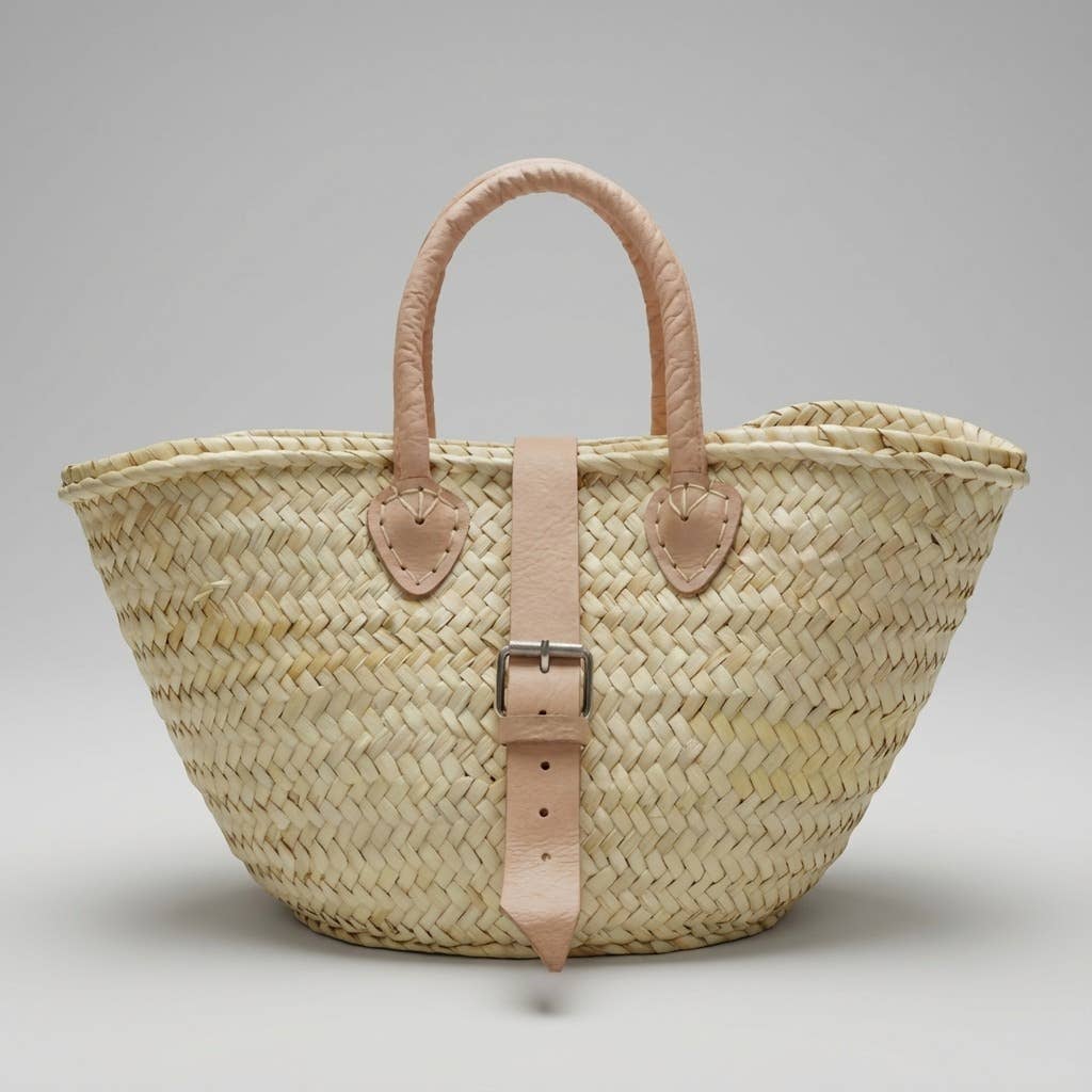 Melecraft – wholesale Strandväska – Mini fransk marknadskorg läderrem stråväska19