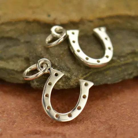 Plazko - Wholesale Individual charm/pendant - Horse Shoe Charm Sterling Silver 13x10mm W/ Ring - 1pc/pk