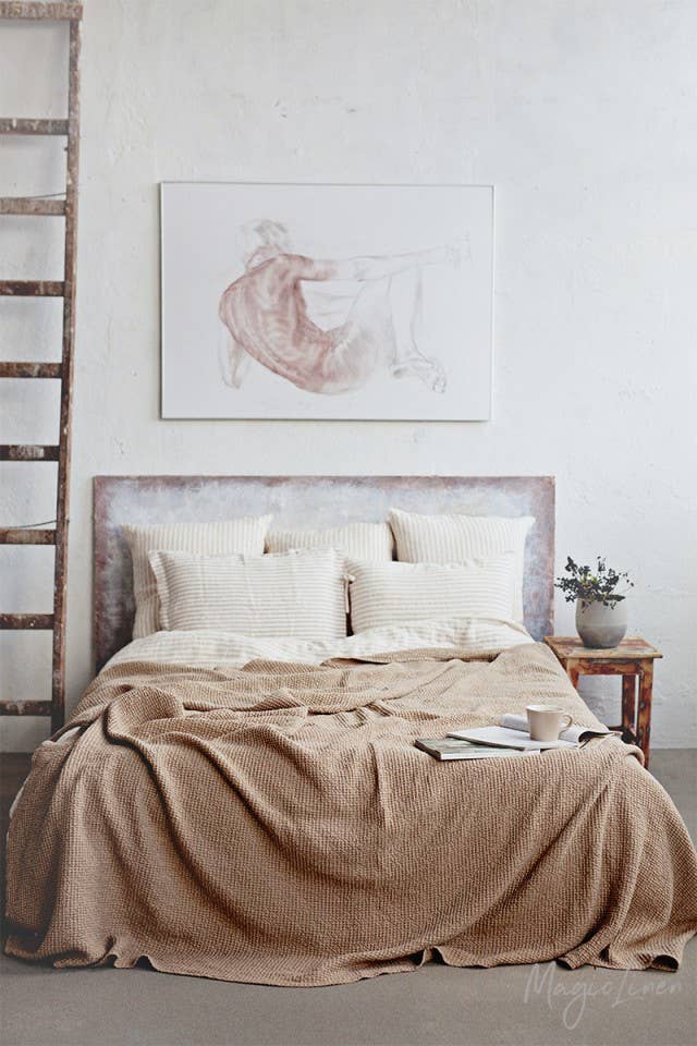 MagicLinen (We handle U.S. import procedures for you) - Vente Couvre-lit - Couverture en lin gaufré disponible en plusieurs couleurs7