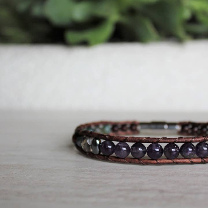 Kit de bracelets en pierre tissée - Écharpe simple en améthyste pour la vente par Woven Stone Co.