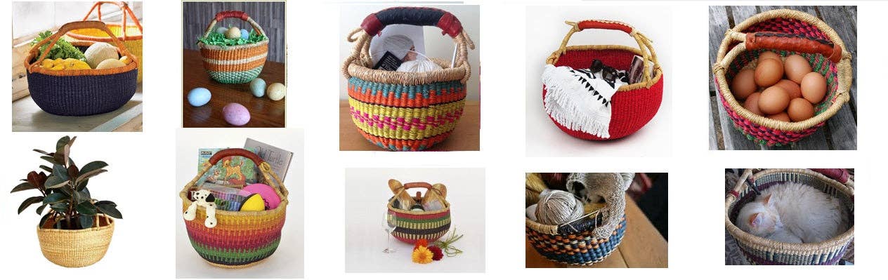 The African Home Goods - Wholesale Mand - Extra grote Bolga-marktmand (kleuren variëren) B: 41-46 cm H: 25-36 cm, 1 stuk4