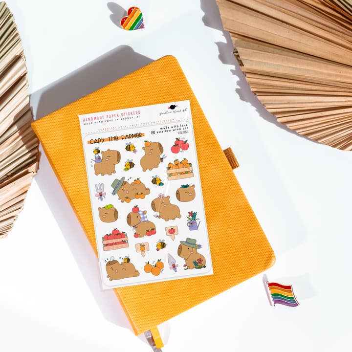 Swallow Wind Art - Wholesale Sticker - Sticker Sheet - Capy the Farmer1