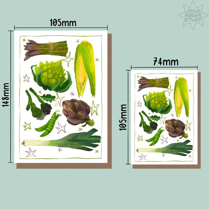 Josie Makes Stuff – wholesale Everyday greeting card – Veggies - Greengrocers art card 2