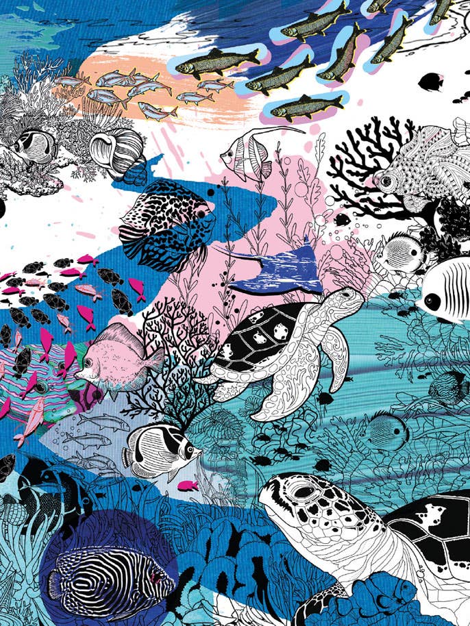 BLANK GREETING CARD OCEAN REEF M&G for wholesale by Notes & Queries, Inc.