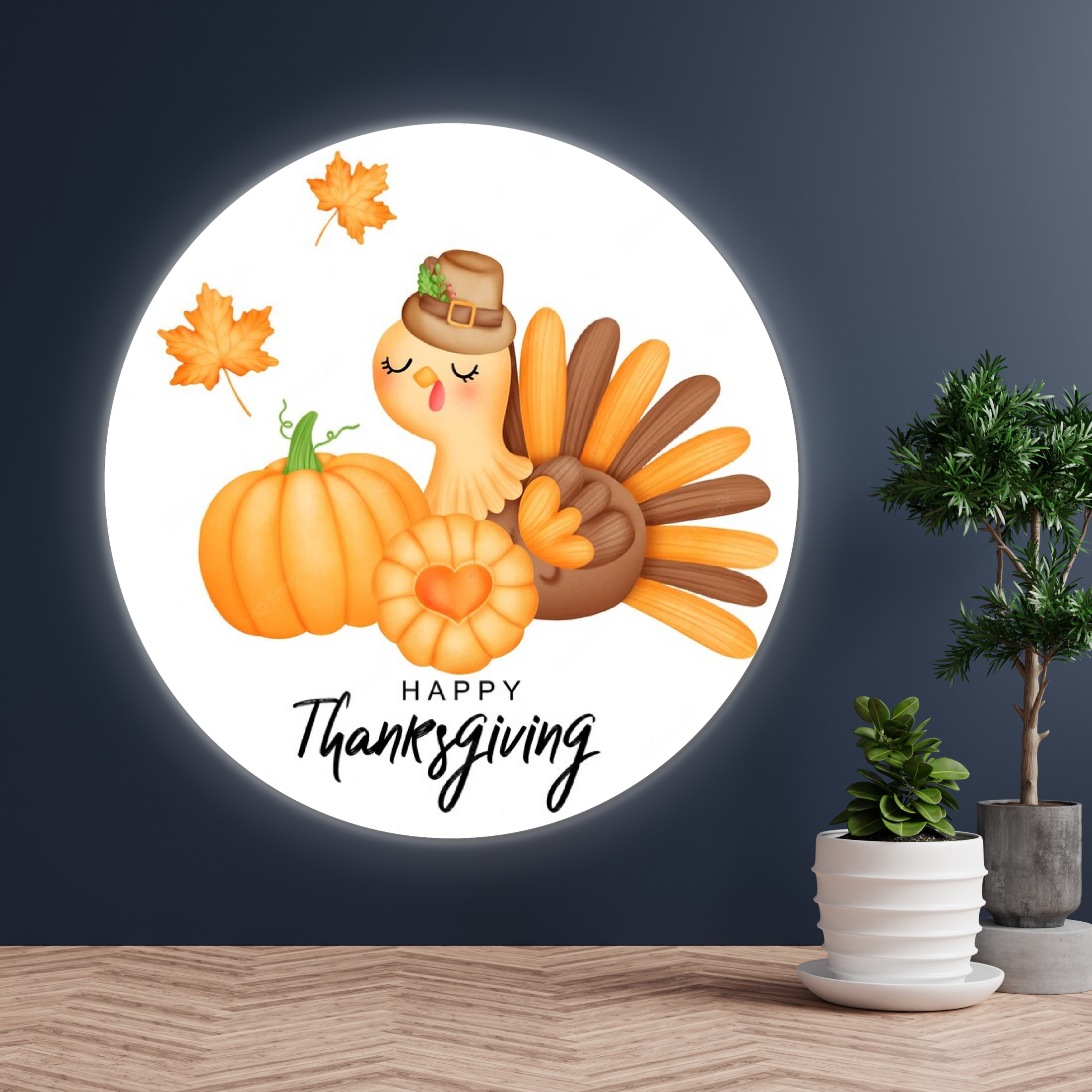 Glow Neon - Wholesale Neon Sign - Turkey & Pumpkin Printed Neon Sign, Wall Art Lights Deco3