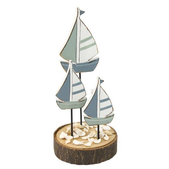 Houten zeilboten op statief, 17 cm voor wholesale door Nauticalia