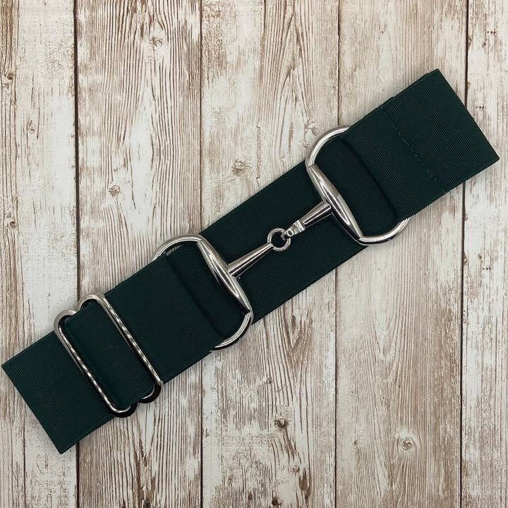 Ceinture équestre à boucle élastique de 2 po - Hunter Green pour la vente par Benny Bows