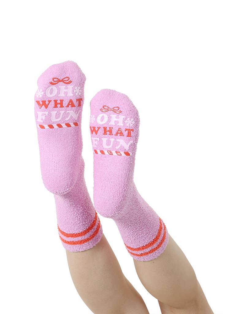 Living Royal - Vente Chaussettes – femme - Chaussettes douces avec phrase antidérapante - "Oh What Fun"