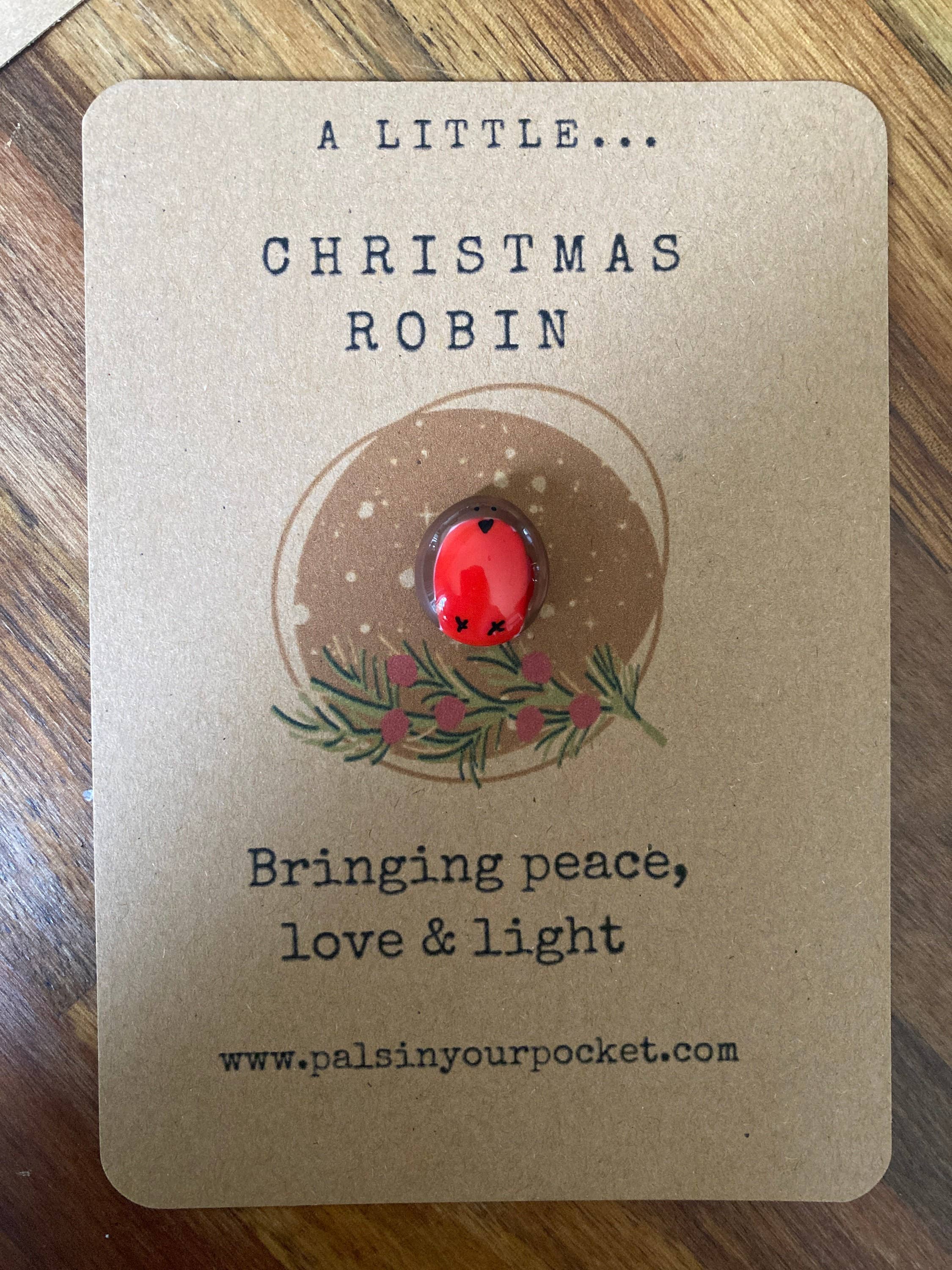 Pals in your Pocket - Wholesale Keepsake Coin/Token - Christmas Robin Bereavement Pocket Pebble With Bird Charm1