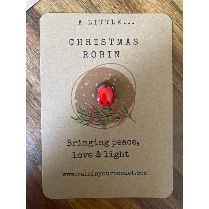 Pals in your Pocket - Wholesale Keepsake Coin/Token - Christmas Robin Bereavement Pocket Pebble With Bird Charm1