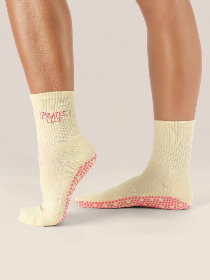 Crew Grip Socks - Pilates Club Yellow for wholesale by MoveActive