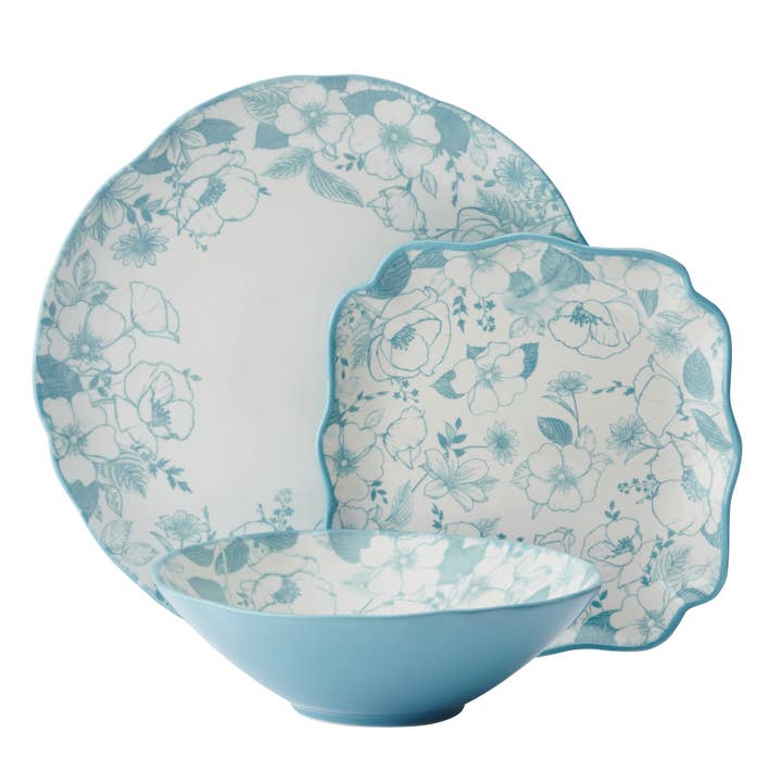 Pfaltzgraff Garden Bloom Blue 12Pc DW Brown Box Pkg for wholesale by Fitz and Floyd® Mikasa® Pfaltzgraff®