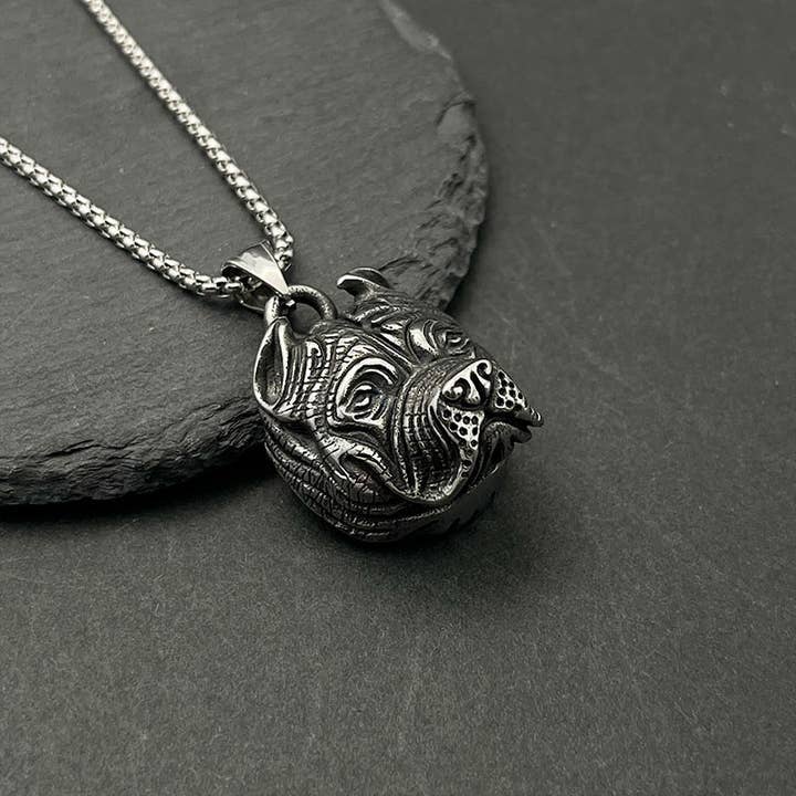 GemMeet - Wholesale Pendant/Charm Necklace - DIY Shar Pei Stainless Steel Pet Necklace 3