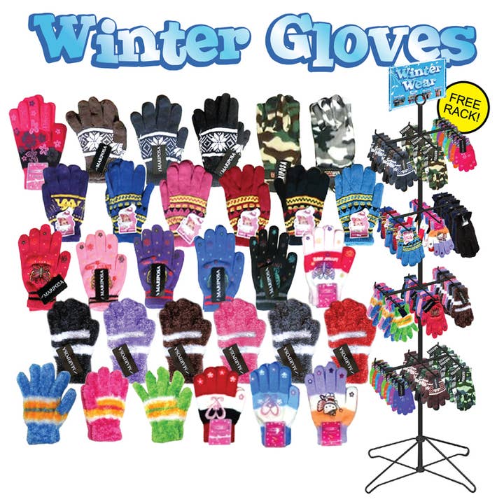 Deluxe Import Trading - Wholesale Gloves - Unisex - Winter Gloves 288 Pc Display