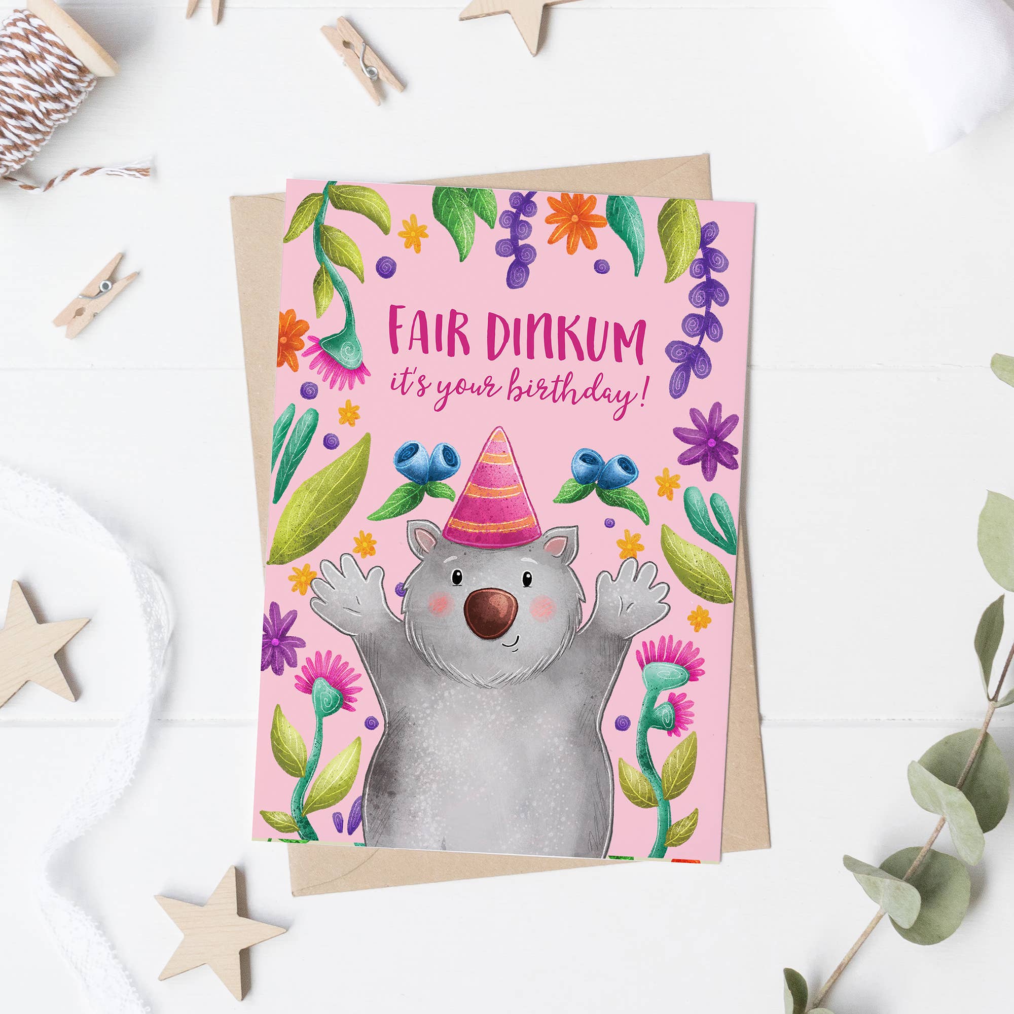 Stray Leaves – Großhandel Geburtstagskarten – Australischer Wombat-Geburtstagskarte aus recyceltem Material2