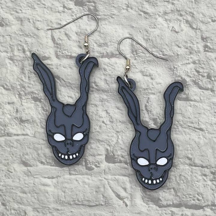 Cryptid Craft Studio - Wholesale Dangle Earrings - Frank Rabbit Horror Statement Earrings 3D Printed