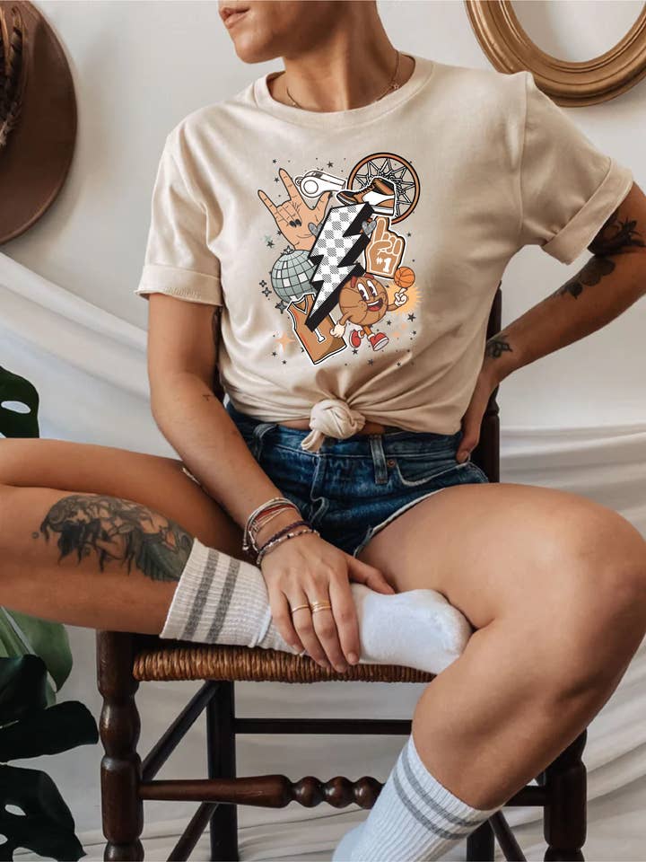 Crème douce T-shirt Basketball Cluster en vente sur Faire