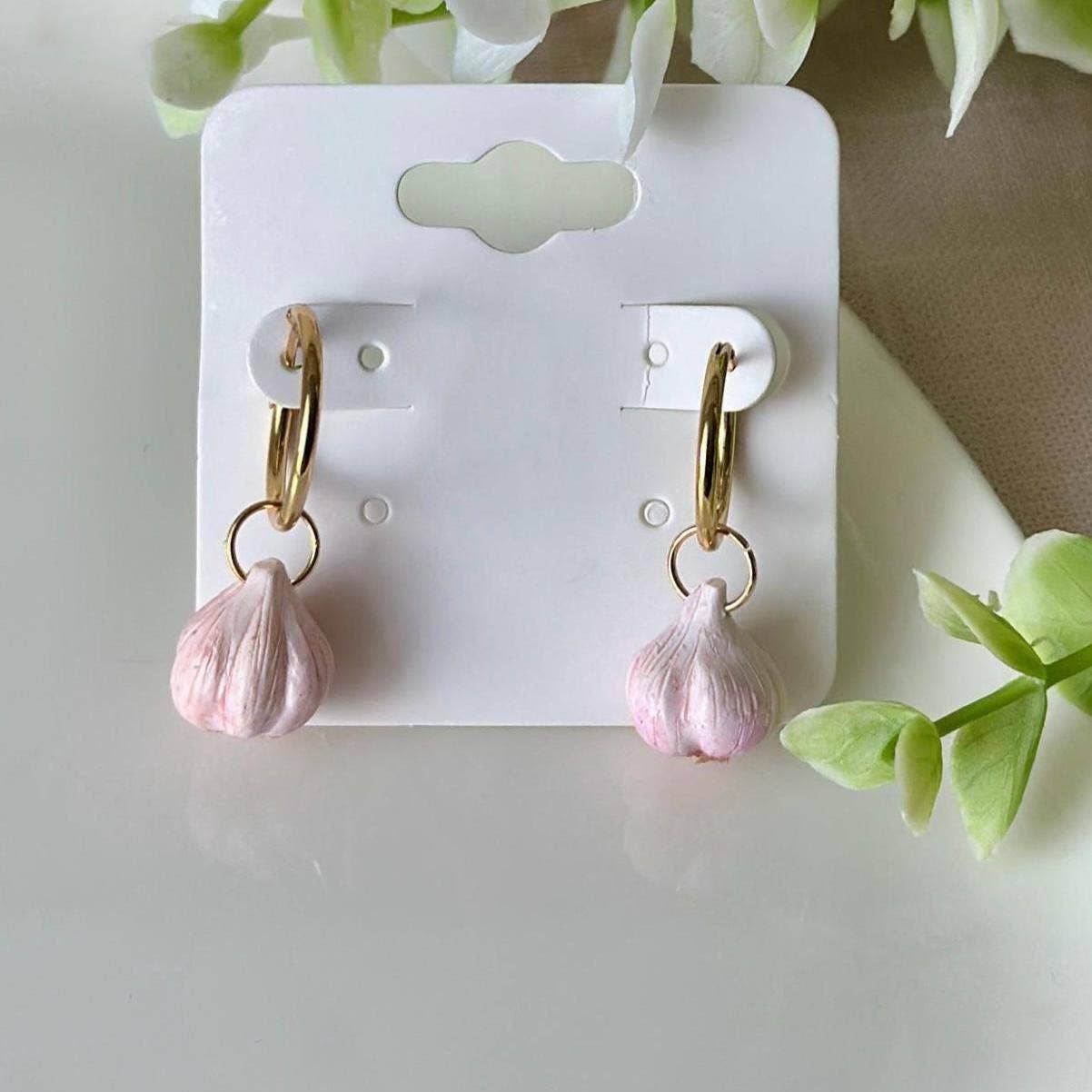 K's Craft House - Wholesale Dangle Earrings - Handmade Garlic Polymer Clay Hoop Earrings
