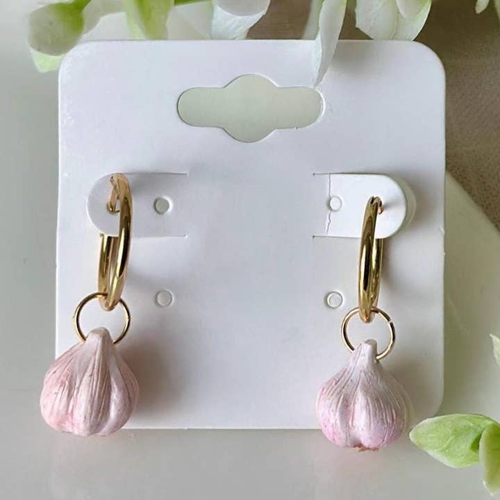 K's Craft House - Wholesale Dangle Earrings - Handmade Garlic Polymer Clay Hoop Earrings0