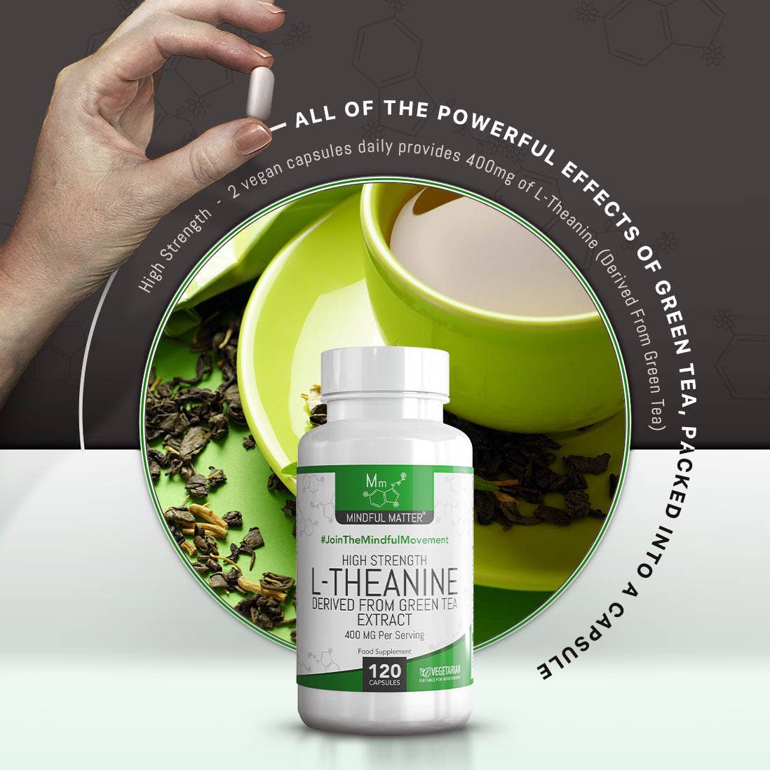 Focus Supplements - Wholesale Oral supplement/vitamin - L-Theanine From Green Tea Extract (400mg) 120 Capsules4