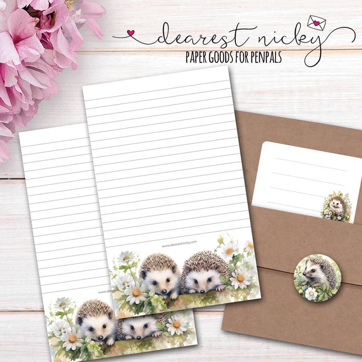 Hedgehogs Letter Writing Set for wholesale by Dearest Nicky