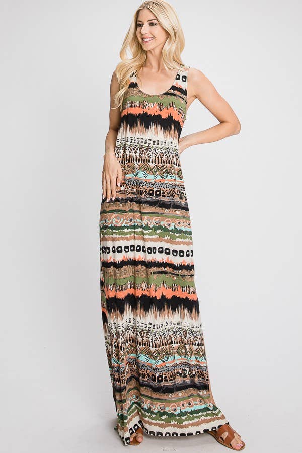 JADE BY JANE – Engroshandel Kjole - Dame – TRIBAL PRINT MAXI KJOLE - KRD41323
