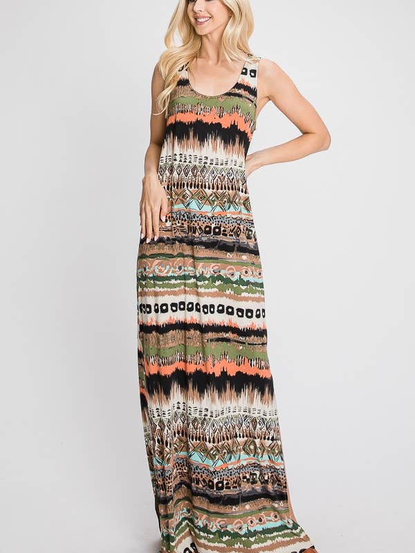 JADE BY JANE – Engroshandel Kjole - Dame – TRIBAL PRINT MAXI KJOLE - KRD41323