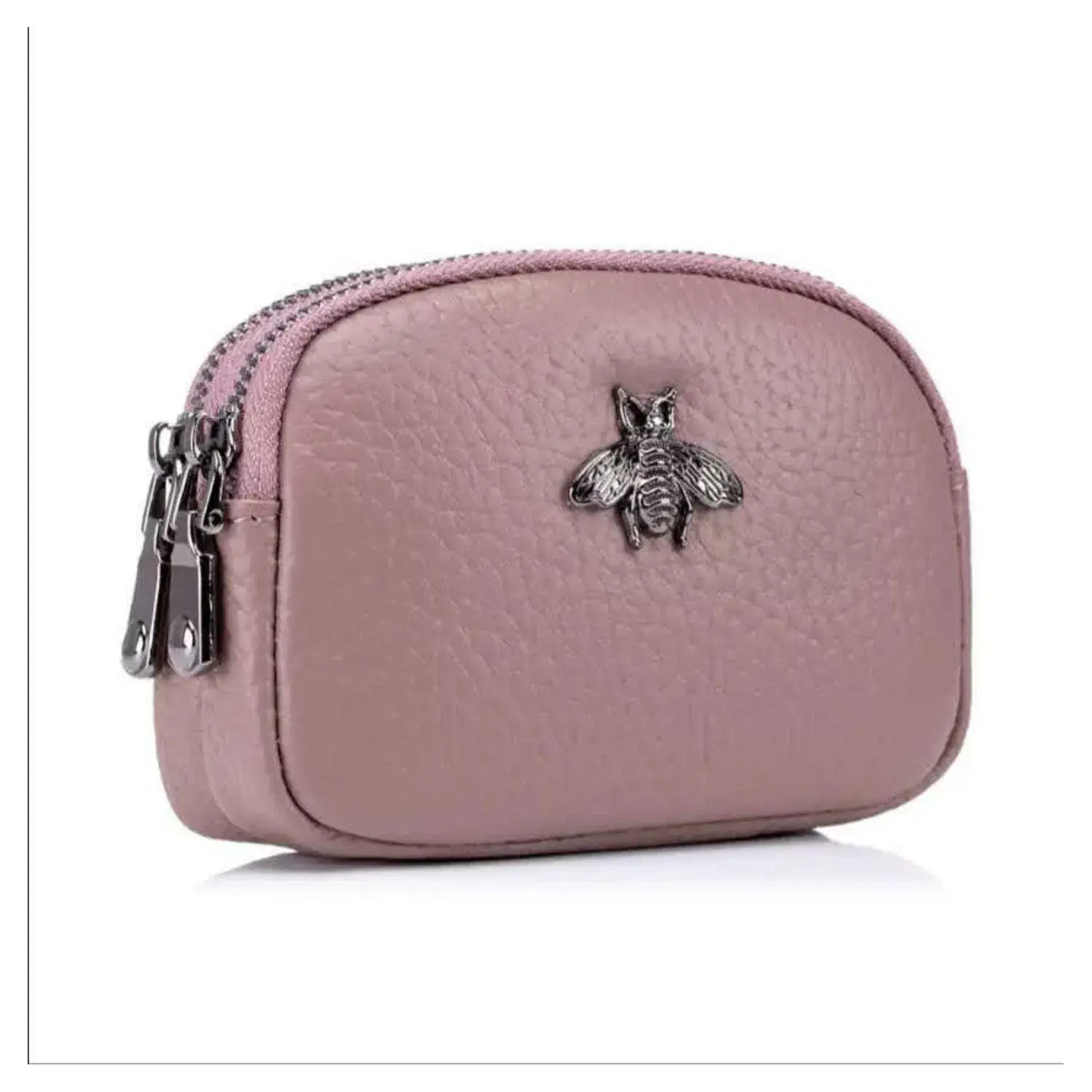 Superbia – wholesale Myntväska - Dam – Äkta läder dubbel dragkedja Bee myntväska7