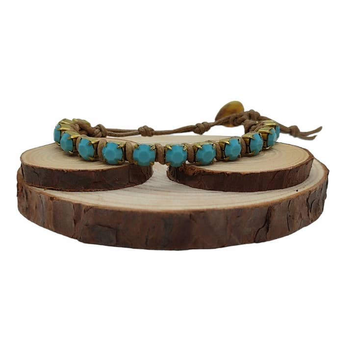 Braccialetti a catena con cristalli grandi - Turchese per la vendita all'ingrosso da parte di QUÉ MÁS JEWELS