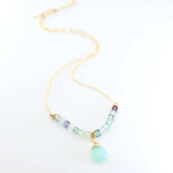 Regenboog Fluoriet en Aqua Chalcedoon Ketting voor wholesale door J. Mills Studio
