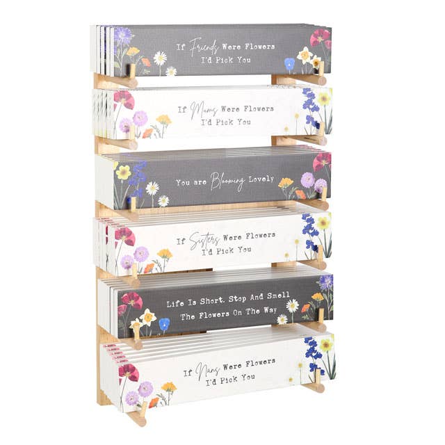 Something Different Wholesale - Wholesale Sign - Set of 36 Wildflower Block Signs on Display (UK spelling)2