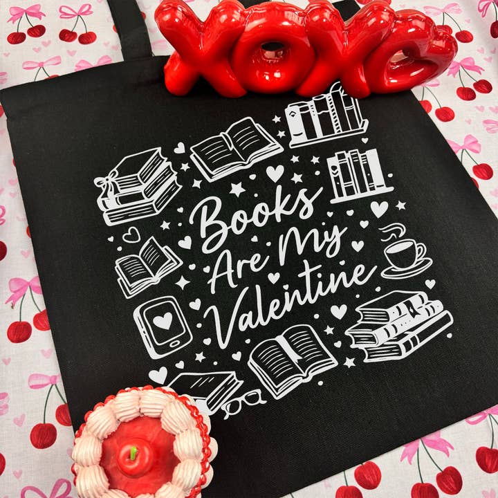 Böcker är min Valentine (Grafisk) Canvas Tote Väska för wholesale av The Swoon Room