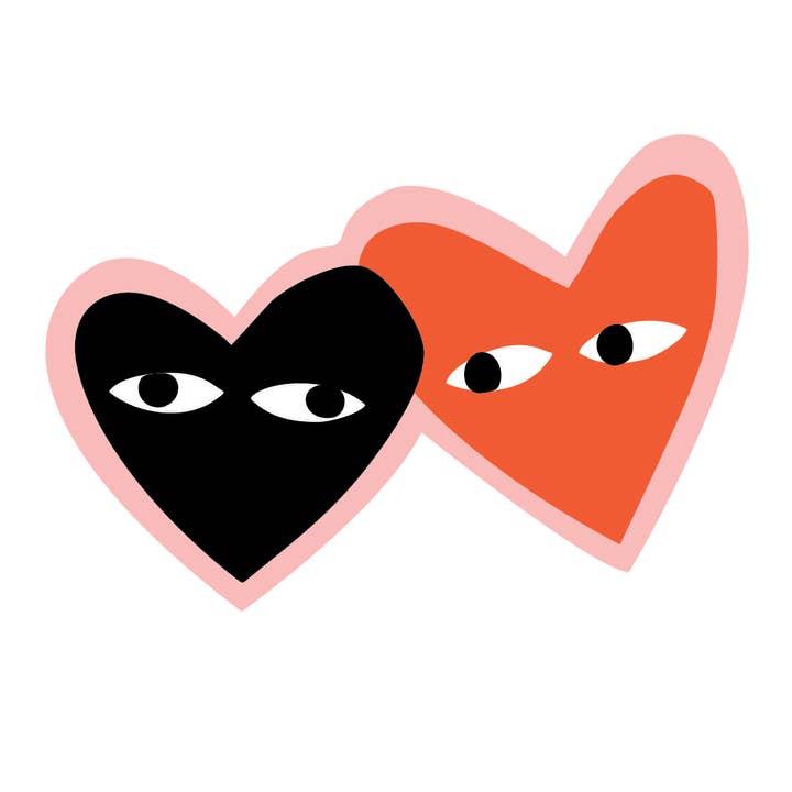 Rosa klistermärke med dubbla hjärtan för wholesale av Power and Light Press