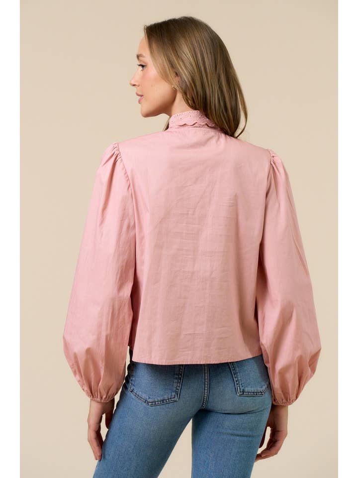 MAUVE Ribbon Neck Blouse for wholesale on Faire5