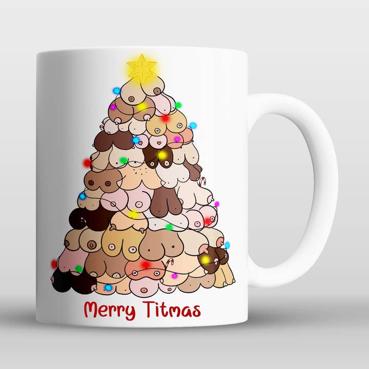 Risqué Gifts – wholesale Coffee mug – Boobs Christmas Tree Mug0