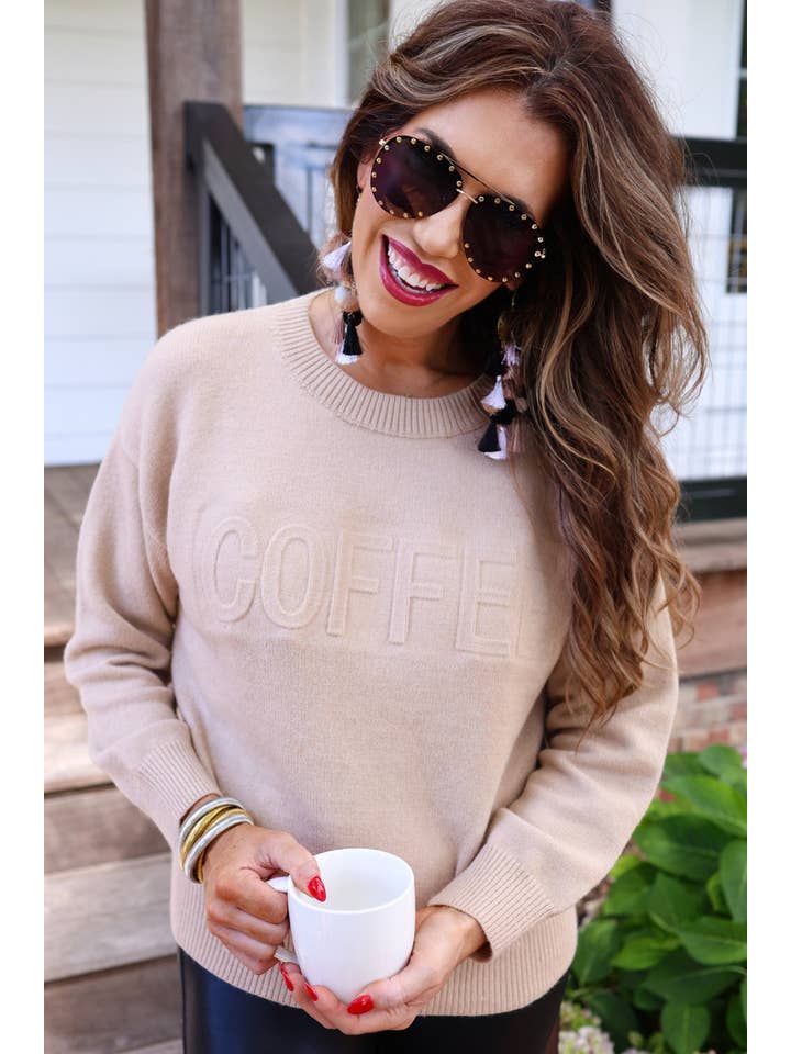 Neutral Coffee Embossed Sweater for wholesale on Faire3