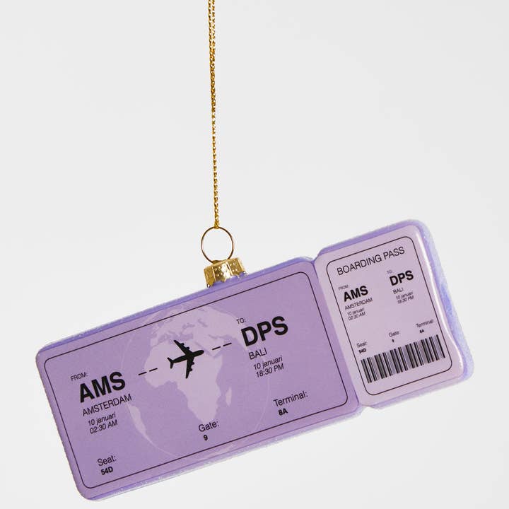 Yup in de boom - Wholesale Ornament - Boarding pass Amsterdam - Bali Ornament1