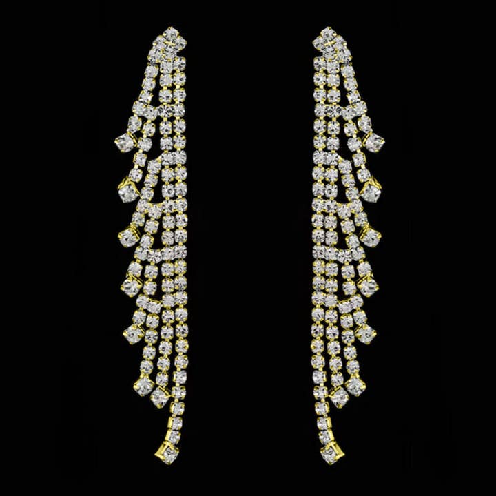 NY Jewelry House – Engroshandel Hængeøreringe og creoløreringe – Rhinestone frynser øreringe