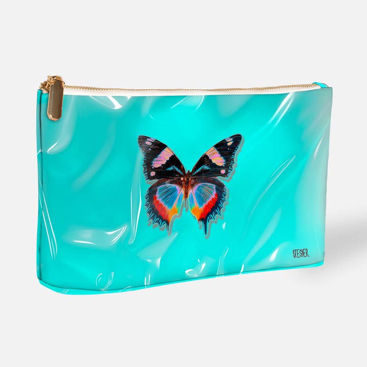 Aqua Blue Butterfly Makeup Bag – Aqua Dream for wholesale by Deanna Filippo