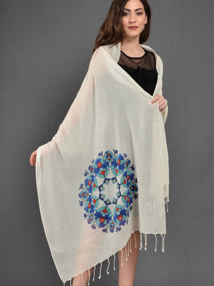 Châle à motif de carreaux de coton pour la vente par Dosimira