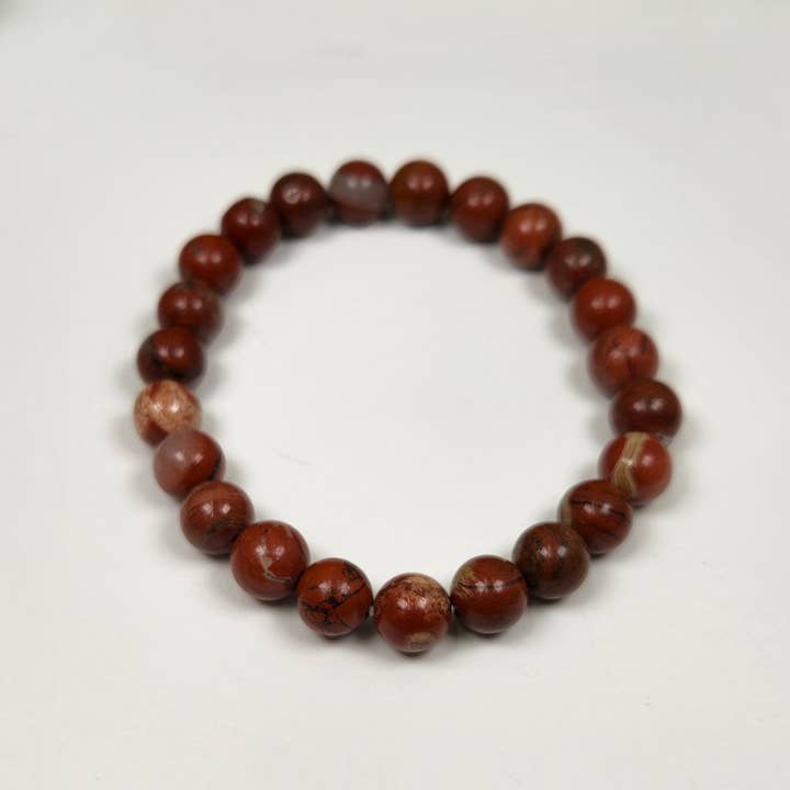 Meraki Gemstones - Wholesale Beaded Bracelet - Red Jasper 8mm Stretchable Semi-Precious Gemstone Bracelet1