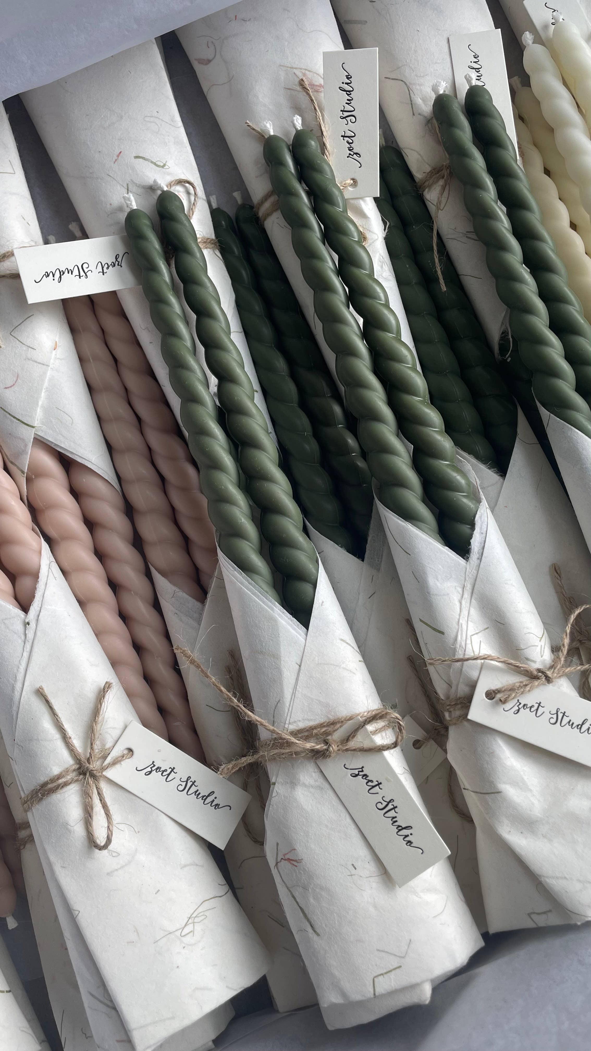 ZOETSTUDIO - Wholesale Tapered Candle/Candlestick - Holiday Twisted taper candle set - Beeswax & Soy Wax1