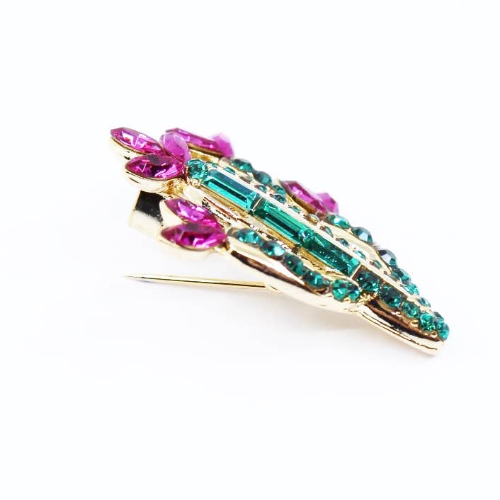 La Jungle des Gemmes - Venta al por mayor Broches - Broche moderno de latón con forma de cactus de lujo con diamantes de imitación