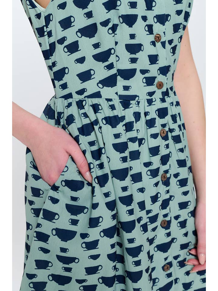 SM WARDROBE - Wholesale Dress - Women's - Tea Cup Print Tea Dress