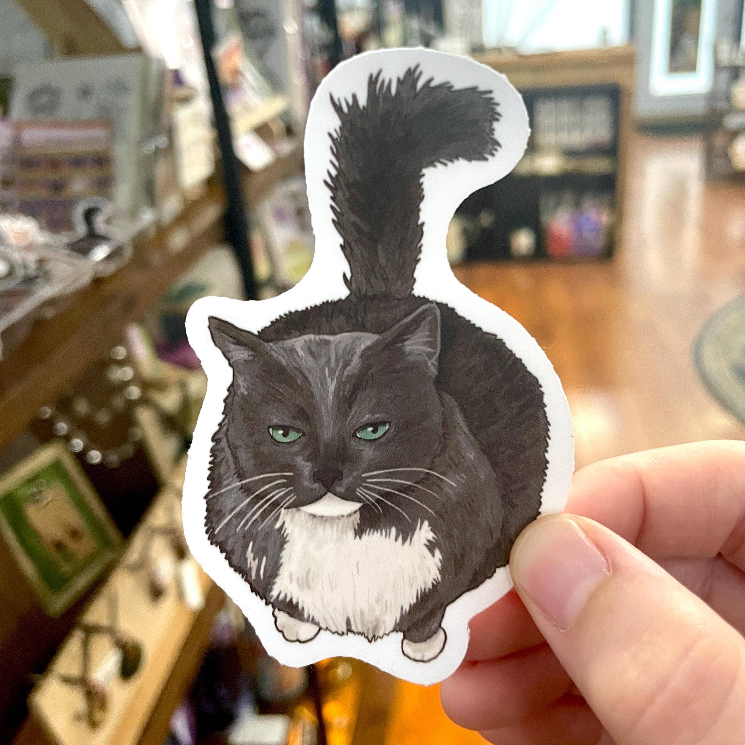 Art Fimbel – wholesale Sticker – Grumpy Fat Cat, Gray Long-Haired Cat, Premium Vinyl Sticker4