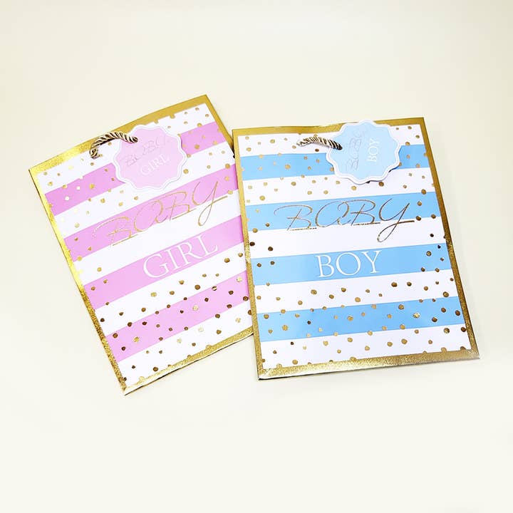 Assorted Color Gold Dot Baby Shower Gift Bag for wholesale on Faire